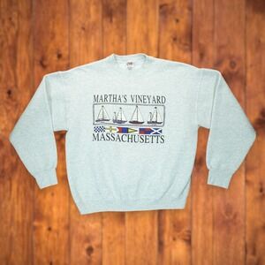 Vintage 90's Martha's Vineyard Massachusetts Sweatshirt‎ XL Gray Crewneck